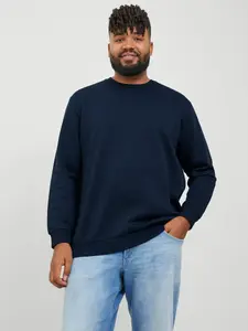 Толстовка Jack & Jones PlusSize "JJEBRADLEY SWEAT CREW NOOS PLS", синий