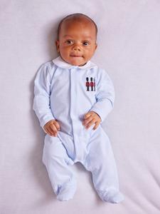 Трикотажное боди из органического хлопка Trotters Lapinou Baby Hugo, бледно-голубой/белая полоска