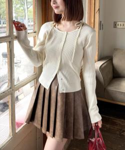 Вязаный кардиган с лентой на плечах