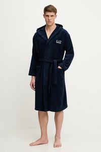 Хлопковый халат Ea7 Emporio Armani, темно-синий