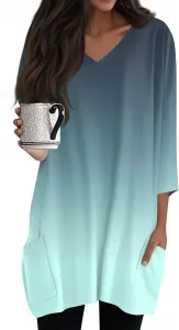 Женская блузка с рукавом 3/4 и V-образным вырезом