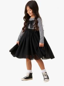 Детское платье-юбка в полоску с сеткой Angel & Rocket, Black