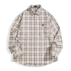 Свободная рубашка в стиле old money в клетку, унисекс PEACEBIRD MEN, sugar-like color 1