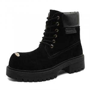 Xiwencha Жёлто-чёрные унисекс короткие ботинки Martin, цвет Black