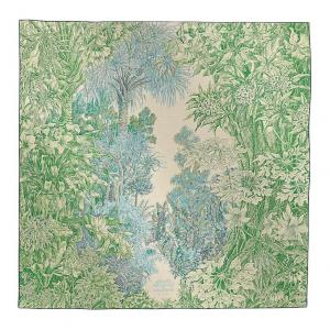 Шёлковые шали Women's Green HERMES, зеленый