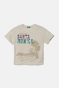 Футболка из хлопка для детей United Colors Of Benetton, бежевый