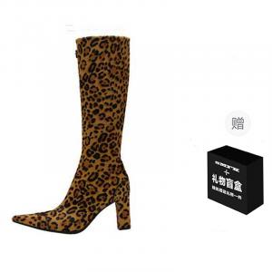 SMFK Сапоги Wild World серии Wild World высотой 8 см с леопардовым принтом для женщин