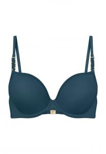 Летний бикини-топ на косточках с закручивающимися чашечками и металлическими кольцами Triumph, цвет 00en secret lagoo