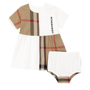 Комплект из платья и шароваров в клетку baby vintage check Burberry, белый