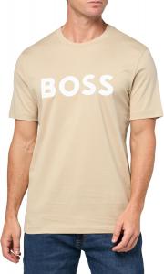 Мужская футболка из хлопкового джерси с большим логотипом BOSS, Peyote Beige