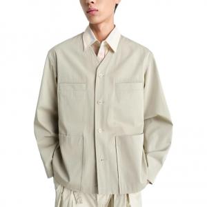 Куртка Collarless Overshirt Lemaire, зеленый