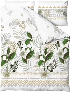 Постельное белье, хлопковый сатин, высшего качества 140х200 Пальмовые листья Zaratex