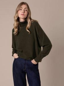 Свитер с воротником-стойкой и удлиненными рукавами из чистой шерсти Celtic & Co., Olive