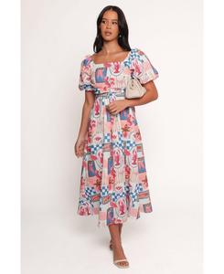 Женское миди-платье Clo с пышными рукавами - розово-голубое Petal and Pup, Pink blue