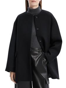 Шерстяное пальто с кейп-бэком Theory, черный