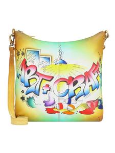 Сумка через плечо из кожи Art+Craft, 34 см, расписана вручную Greenland Nature