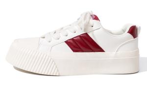 Женские противоскользящие износостойкие низкие кеды для скейтбординга Beige Red Feiyue, бежевый/красный