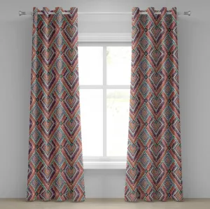 Шторы на люверсах ABAKUHAUS в этническом ретро-стиле с диагональным этническим узором и геометрическим рисунком, декоративные двухпанельные шторы, 280 x 225 см, фиолетовый и бирюзовый цвета Abakuhaus