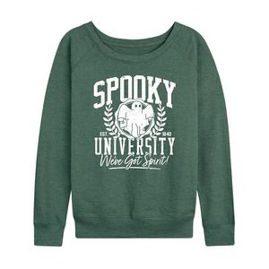 Женский легкий свитшот из френч терри Spooky University Halloween, цвет Heather Green