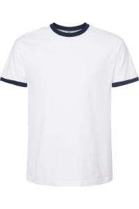 Футболка Ringer из тонкого джерси Tultex Unisex, белый/темно-синий