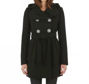 Двубортное пальто черного цвета Ci Sono By Cavalini, черный