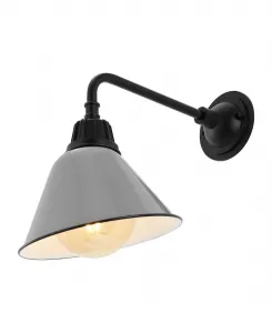 Настенный светильник Croydon 24 см, 1 лампа, в стиле фермерского дома и индастриал, для внутреннего и наружного использования, с железным кронштейном типа "гусиная шея" Jonathan Y, белый/серый