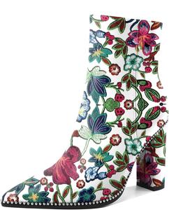 Женские ботильоны Eldof с заостренным носком, отделкой бусинами, массивным каблуком и боковой молнией, 3,5 дюйма