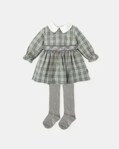 Набор для малыша: платье в зеленую клетку и колготки Tutto Piccolo