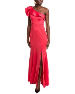 Платье-труба Rene Ruiz на одно плечо с оборкой и вырезом горловины, красный