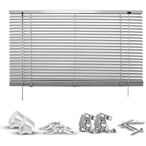 Жалюзи Matti без сверления, навесные, с креплением без сверления, алюминиевые Good Life, Silberfarben + silber + weiß