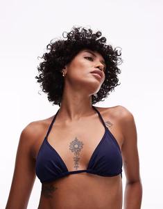 Купальник-топ ARKET Mix & Match с треугольными чашечками в темно-синем цвете