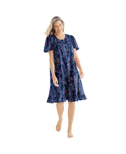 Женское короткое хлопковое платье с цветочным принтом Dreams & Co., синий