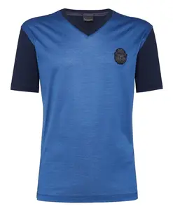 Футболка с V-образным вырезом и гербом Billionaire, синий