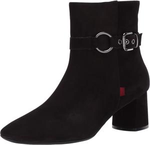 Женские кожаные ботильоны Marc Joseph New York с блочным каблуком и пряжкой Madison, Black Nubuck