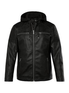 Кожаная куртка Men Plus, черный
