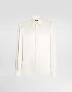 Рубашка из шелкового сатина покроя martini Dolce & Gabbana, белый