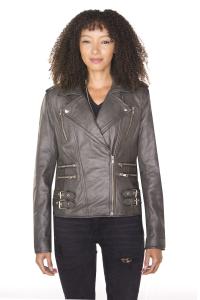 Кожаная винтажная байкерская куртка brando orlando Infinity Leather, серый