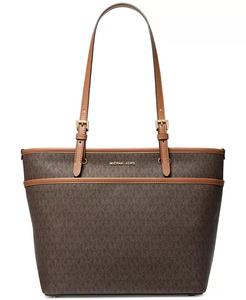 Большая сумка-тоут с верхним карманом-молнией и логотипом Michael Kors, коричневый