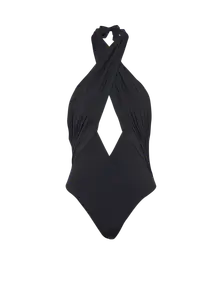 Однотонный слитный купальник Balmain, черный