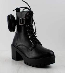 Женские ботильоны на шнуровке с массивной подошвой и каблуком Forever, Black