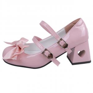 WUJI Женские туфли Мэри Джейн на массивном каблуке розовые, цвет Pink