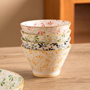 Ceramics Японская коническая пиала для дома, новая керамическая высокая миска 2025, красивая рисовая пиала диаметром 12,7 см, осенняя коническая пиала диаметром 12,7 см, 1 шт