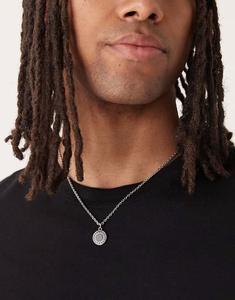 Водонепроницаемый кулон с греческими волнами из нержавеющей стали и полудрагоценным черным агатом в серебре Asos Design