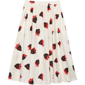 Юбка миди плиссированная с принтом клубника MSGM, белый
