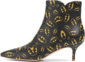 Женские ботильоны YDN с низким каблуком-кистенок, заостренным носком и молнией, размеры 4-16 США, Bat Print
