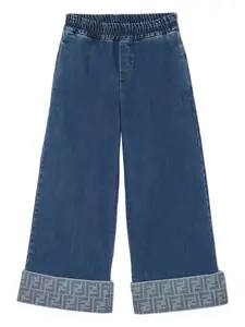 Широкие джинсы с логотипом FENDI KIDS, синий