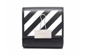 Кошелек из кожи OFF WHITE для женщин бело-черный OFF-WHITE