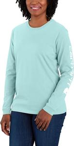 Carhartt женская футболка с логотипом на рукаве, свободный крой, тяжелый хлопок, длинный рукав, Pastel Turquoise