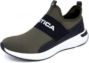 Мужские слипоны Nautica - повседневная модная обувь для прогулок, средняя и широкая полнота, черный/оливковый