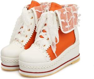 HILIB Женские милые ботинки Lolita Cosplay с брогом на танкетке, Orange